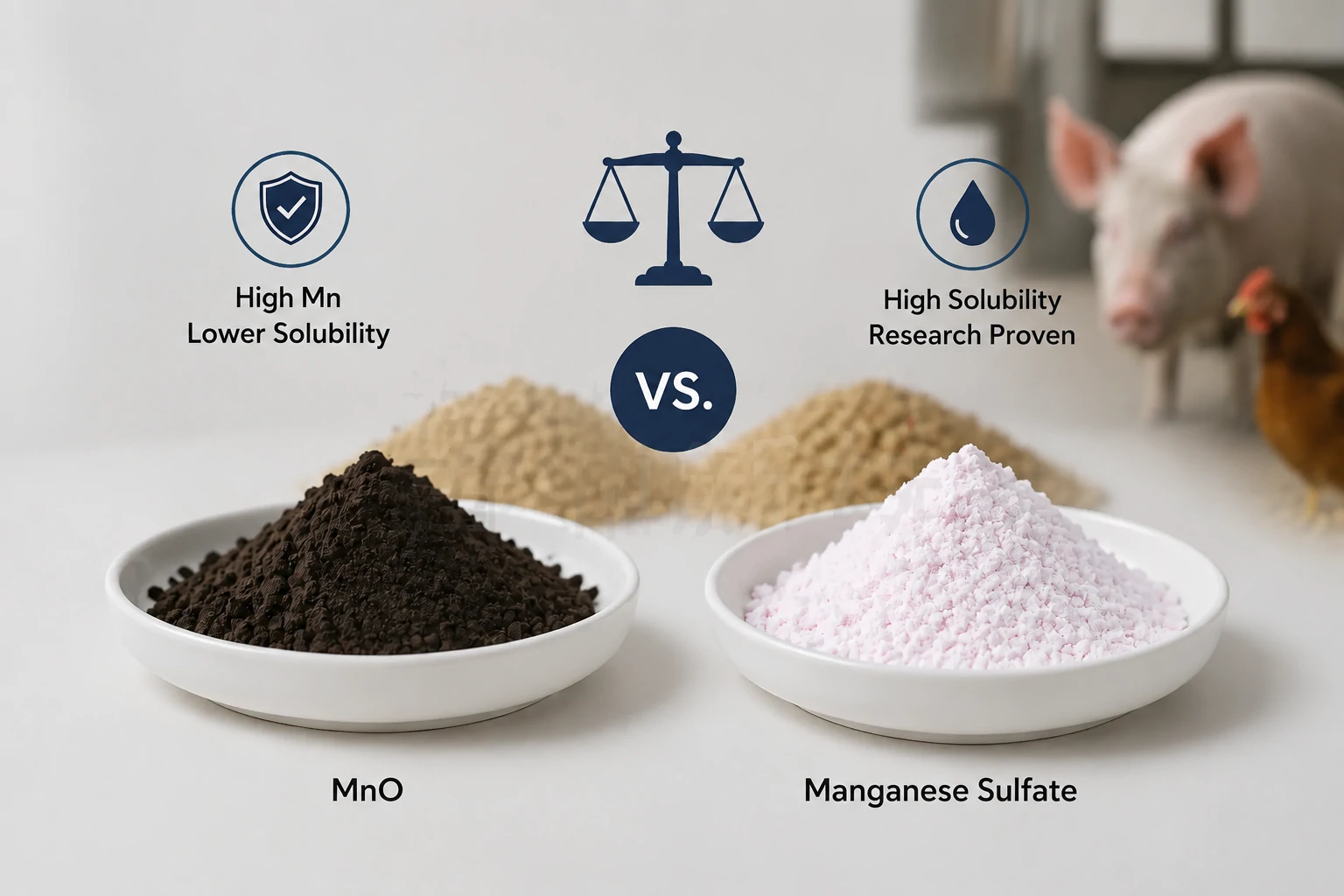 MnO vs. Manganese Sulfate as a Feed Additive: Cost-Effectiveness, Stability, and Regulatory Comparison