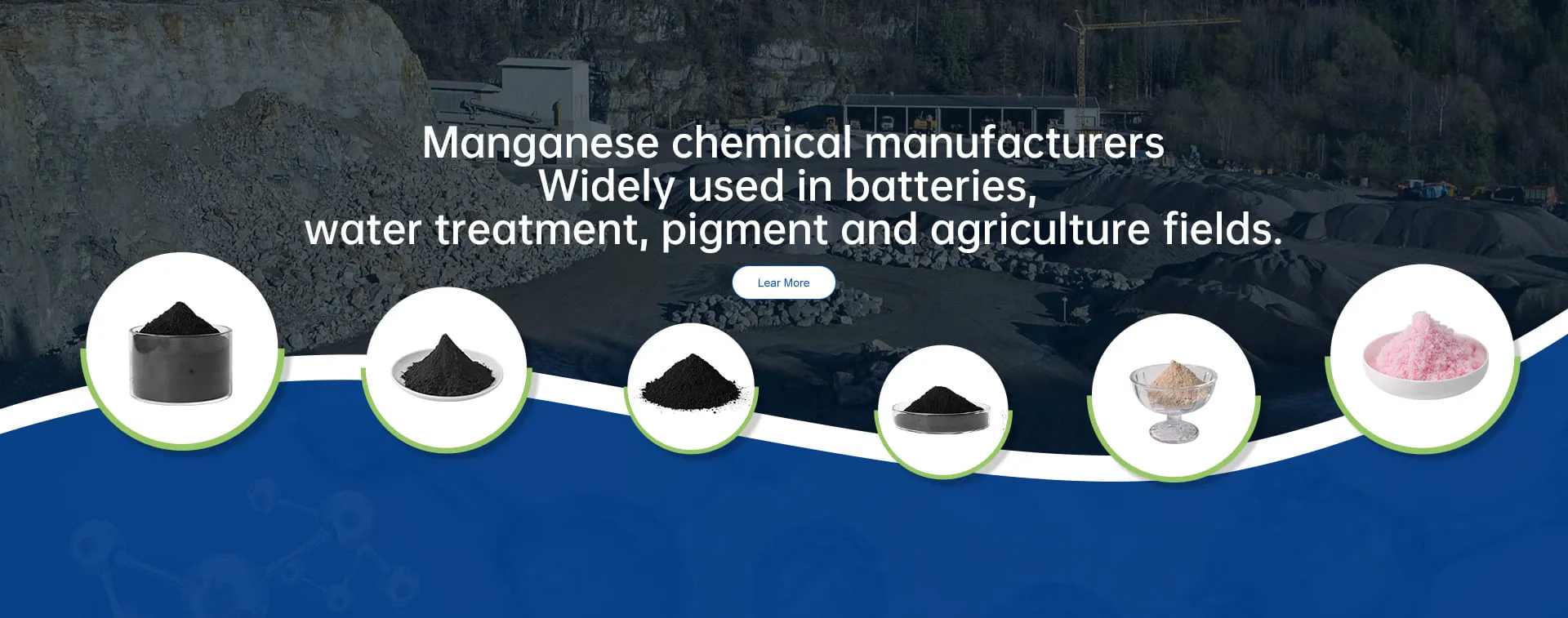 Manganese chemical manufacturers <br>Widely used in batteries, water treatment, pigment and agriculture fields.